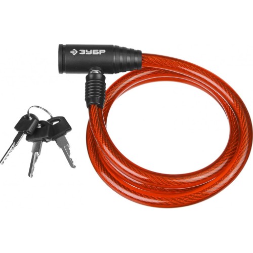 Замок противоугонный Зубр Мастер 37263-120, 10/1200 мм, красный
