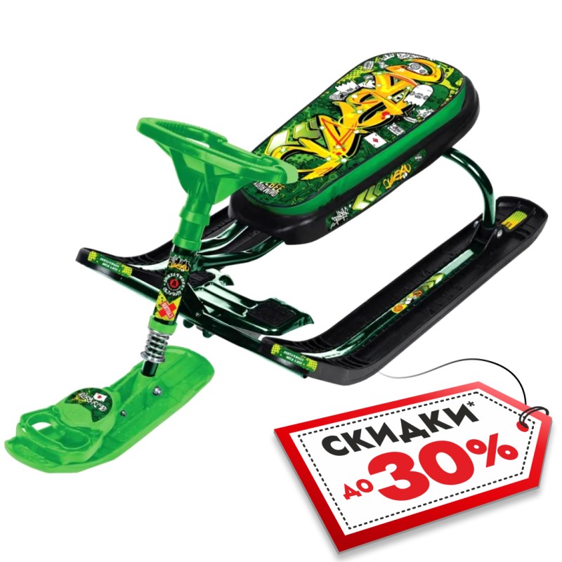Снегокат Nika Kids Тимка Спорт 2, граффити, зеленый