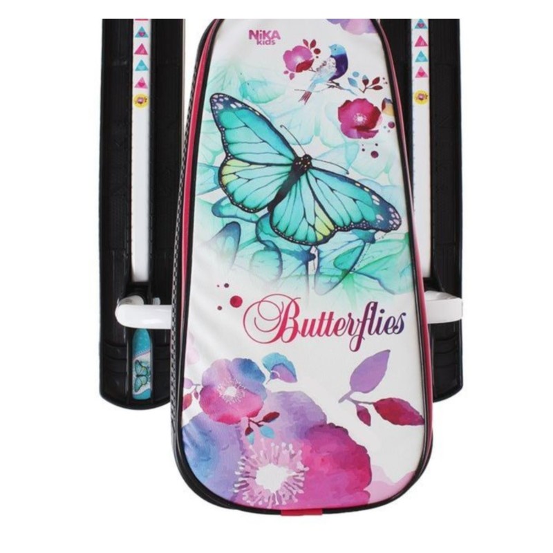 Снегокат со спинкой Nika Kids Тимка Спорт 4-1 Бабочки, белый/розовый