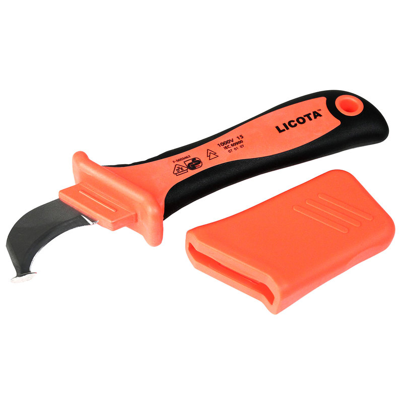 Нож электрика для снятия изоляции VDE 1000В, с пяткой  LICOTA
