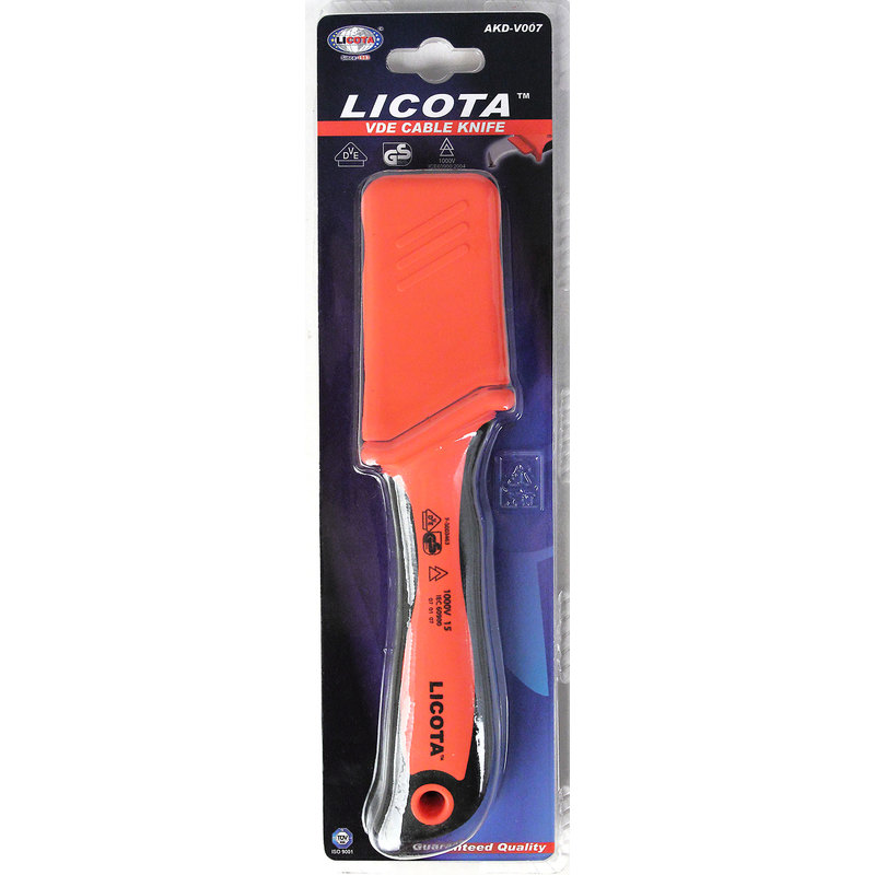 Нож электрика для снятия изоляции VDE 1000В, с пяткой  LICOTA