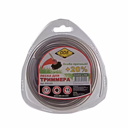 Корд триммерный армированный DDE Hard Line, круглый, 2,7мм*15м