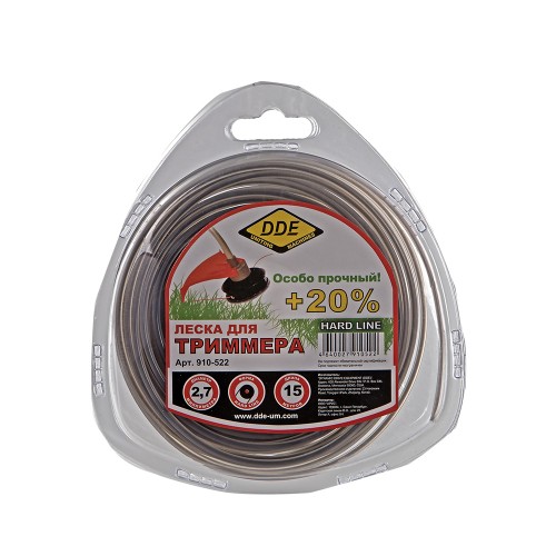Корд триммерный армированный DDE Hard Line, круглый, 2,7мм*15м