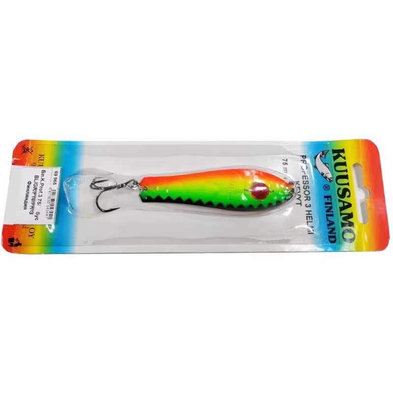 Блесна Kuusamo Professor 3, 75/12 (бусинка) BL/GR/FYe/FR-S