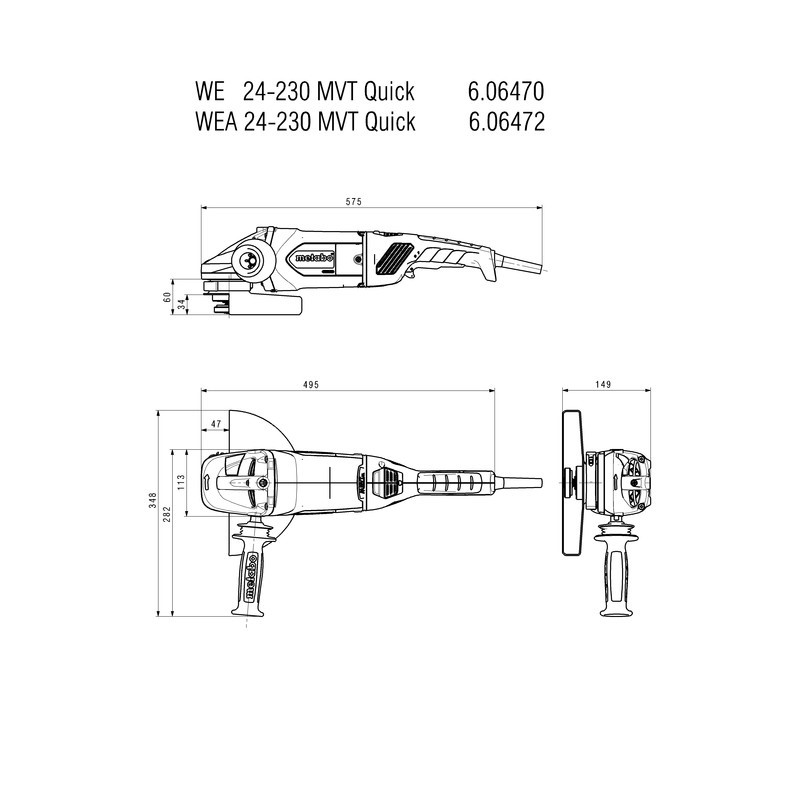 Шлифмашина угловая сетевая Metabo WE 24-230 MVT Quick