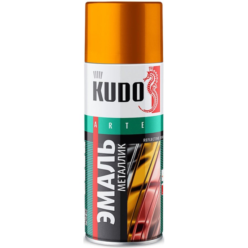 Эмаль Kudo Reflective Finish KU-1028, золото металлик, 520 мл