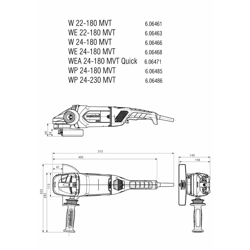 Шлифмашина угловая сетевая Metabo WE 24-180 MVT