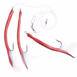 Монтаж SFT S-M0013, 3 червя, перья красный, 9/0