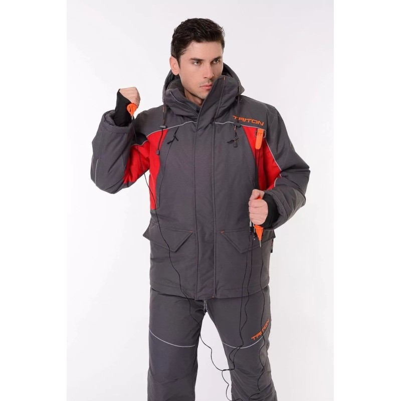 Костюм-поплавок мужской Triton Gear Skif (Скиф) -40 ПК, ткань Таслан, серый/красный, размер 52-54 (L), 182-188 см