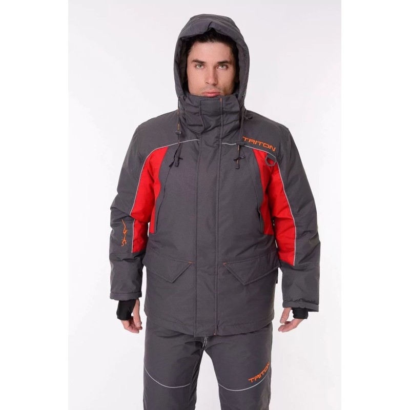 Костюм-поплавок мужской Triton Gear Skif (Скиф) -40 ПК, ткань Таслан, серый/красный, размер 52-54 (L), 182-188 см