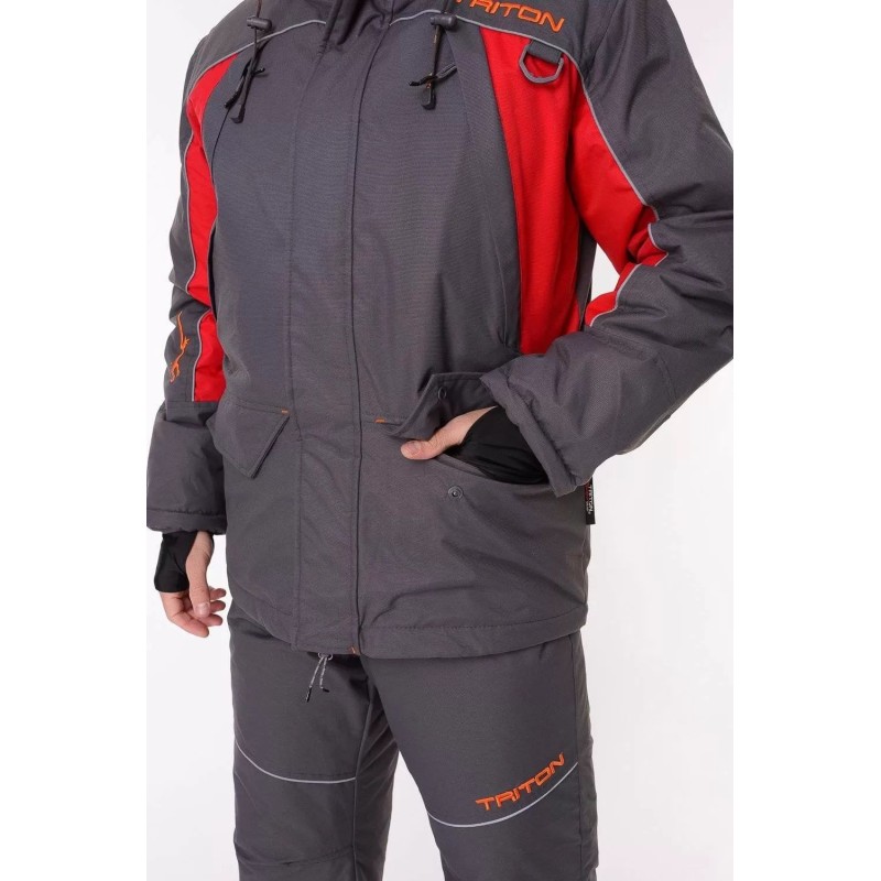 Костюм-поплавок мужской Triton Gear Skif (Скиф) -40 ПК, ткань Таслан, серый/красный, размер 52-54 (L), 182-188 см