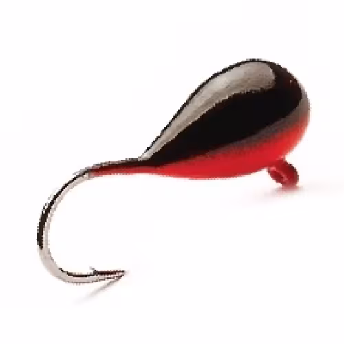 Мормышка вольфрамовая с ушком Капля (черно-красная)