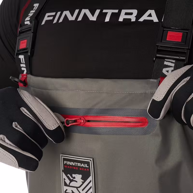 Полукомбинезон-вейдерсы Finntrail Wademan, мембрана Hard-Tex, серый, размер 44-46 (S), 165-175 см