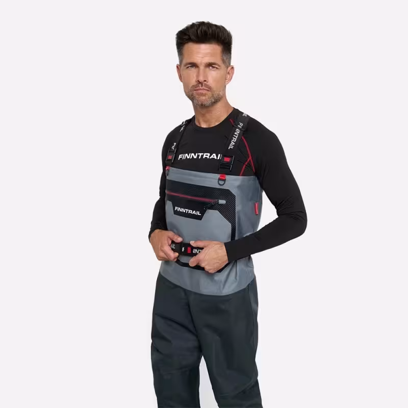 Полукомбинезон-вейдерсы Finntrail Airman, мембрана Hard-Tex, серый, размер M, 170-180 см