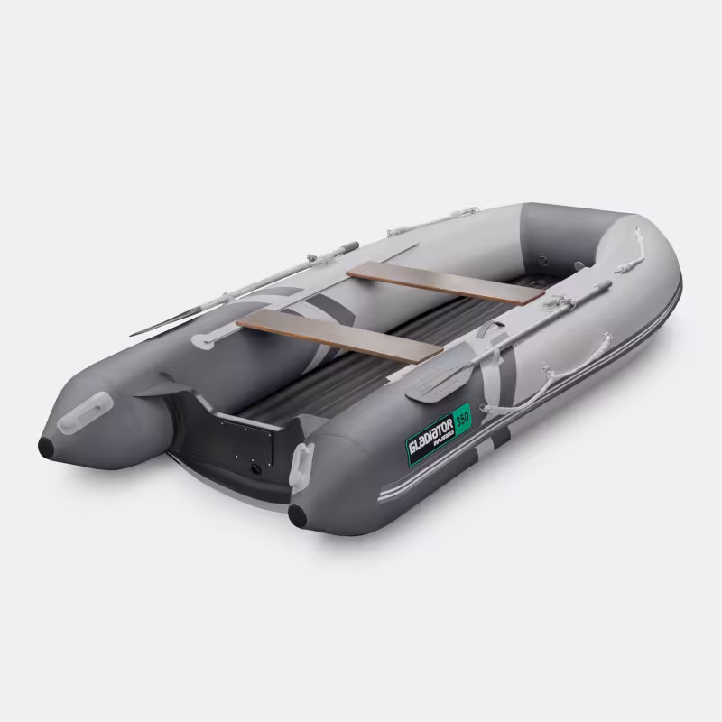 Надувная лодка ПВХ Gladiator E350LT, НДНД, светло-серый/темно-серый