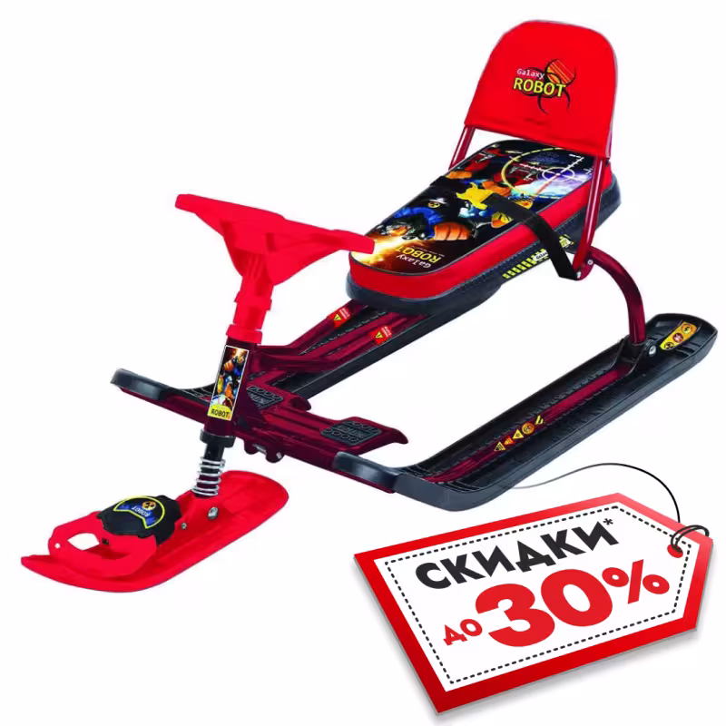 Снегокат со спинкой Nika Kids Тимка Спорт 4-1 Робот, красный/черный