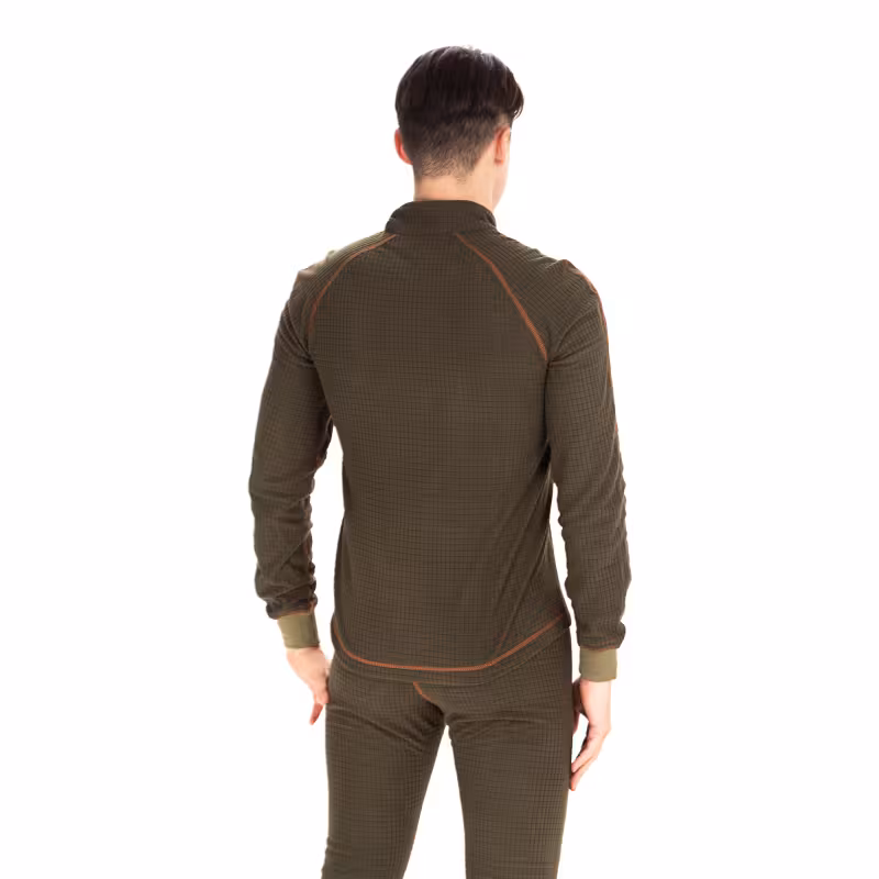 Комплект термобелья мужской Huntsman Thermoline ZIP, флис фактурный, хаки, размер 44-46 (M)