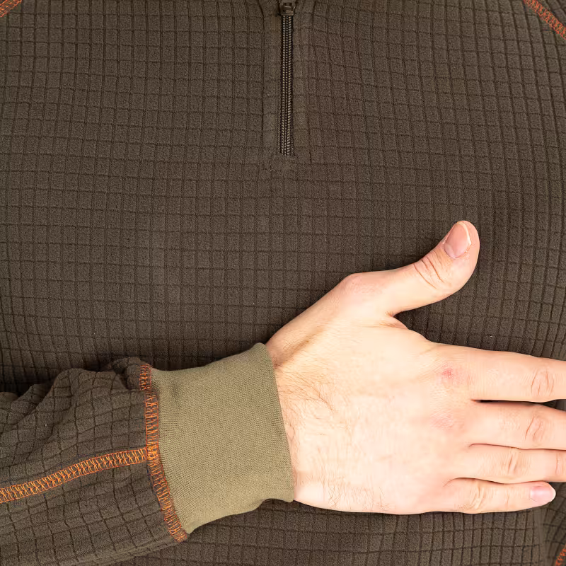 Комплект термобелья мужской Huntsman Thermoline ZIP, флис фактурный, хаки, размер 44-46 (M)