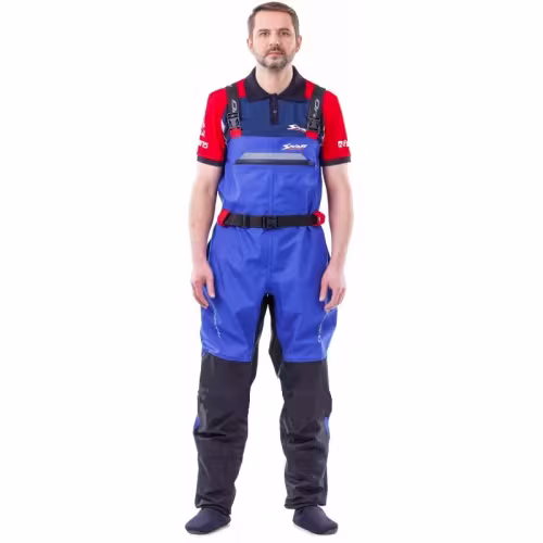 Полукомбинезон-вейдерсы Dragonfly Quad PRO, мембрана FineTex, красный/синий, размер M, 176 см