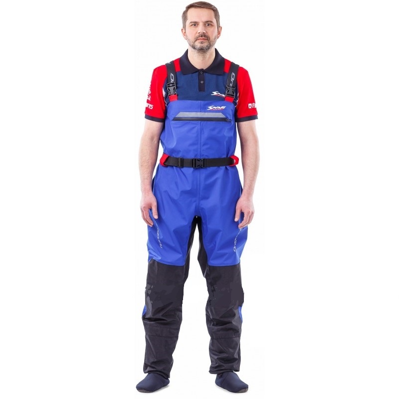 Полукомбинезон-вейдерсы Dragonfly Quad PRO, мембрана FineTex, красный/синий, размер M, 176 см