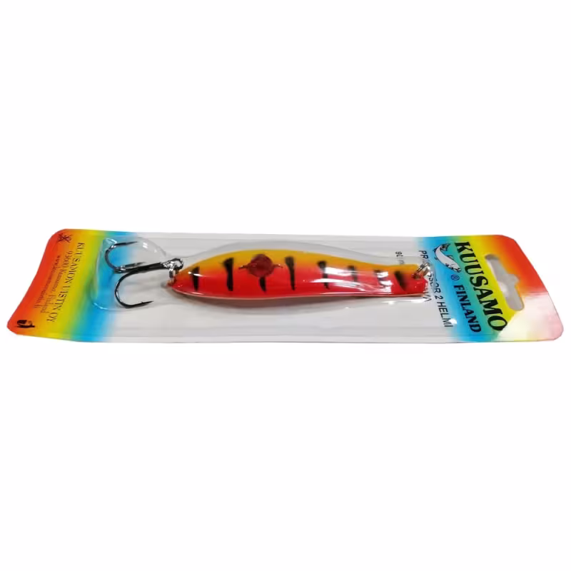 Блесна Kuusamo Professor 2 90/18 (бусинка) BL/R/Ye-C