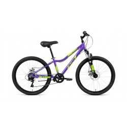 Велосипед горный хардтейл подростковый ALTAIR AL 24 D, рост 12, 7 скоростей, фиолетовый/зеленый