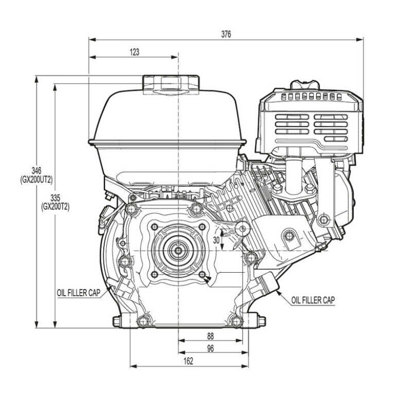 Двигатель бензиновый Honda GX 200 (с КЗД: втулка, платформа, шкив, крепеж)