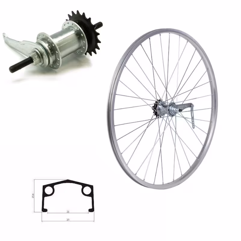 Колесо велосипедное в сборе RWF2636H0001 26", заднее, втулка CF-E10, 110мм, на гайках, с ножным тормозом, одинарный обод