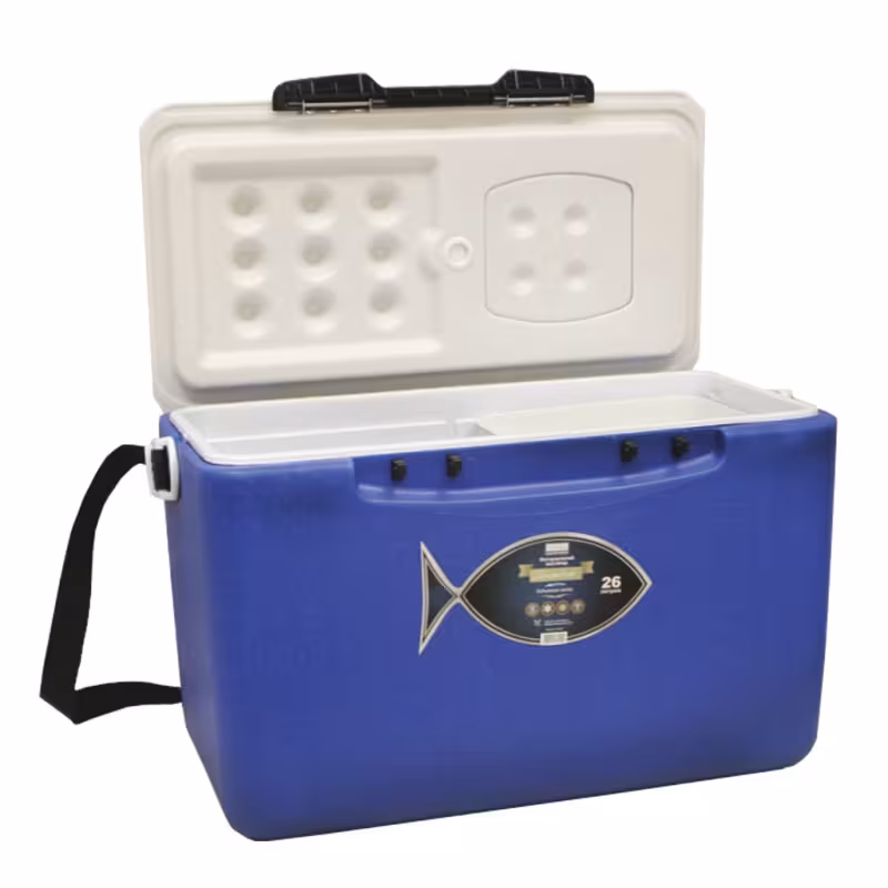 Термобокс для улова Camping World Fisherman, 26 л, синий/белый