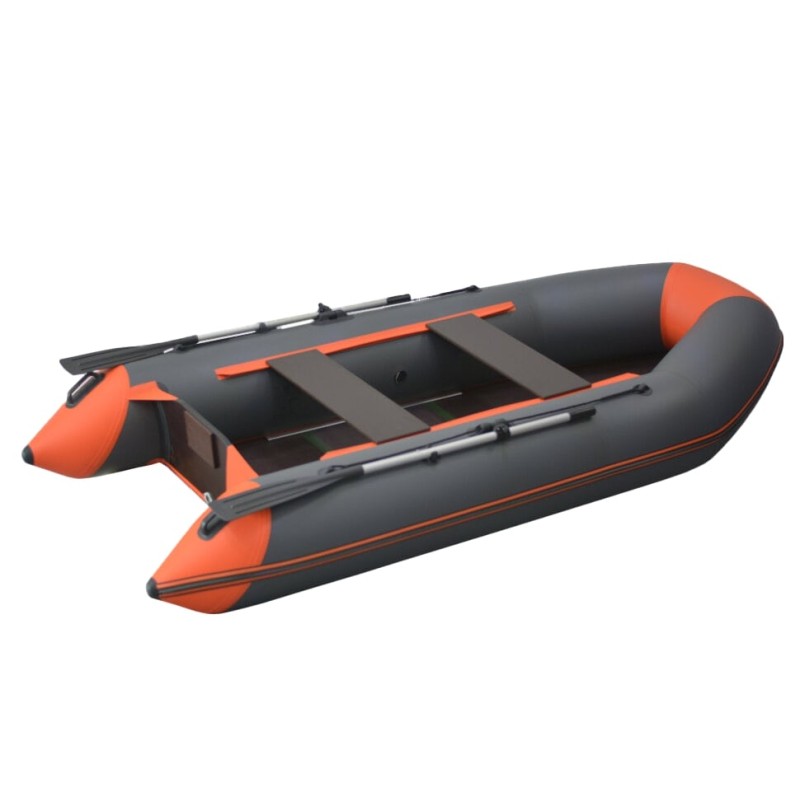 Надувная лодка ПВХ Flinc FT340K, пайол фанерный, графит/оранжевый