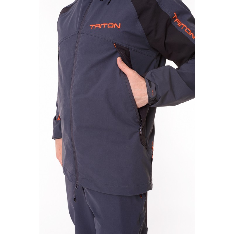 Костюм мужской Triton Gear Reptil, ткань SoftShell APEX, серый/черный, размер 52-54 (L), 170-176 см