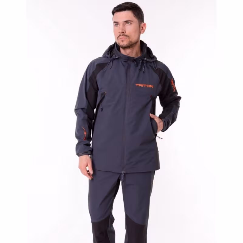 Костюм мужской Triton Gear Reptil, ткань SoftShell APEX, серый/черный, размер 60-62 (XXL), 170-176 см