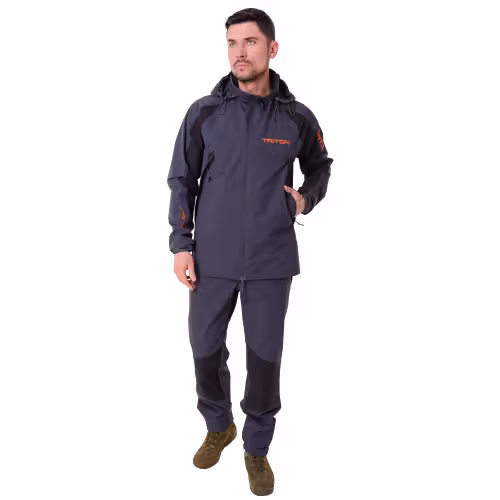 Костюм мужской Triton Gear Reptil, ткань SoftShell APEX, серый/черный, размер 48-50 (M), 182-188 см