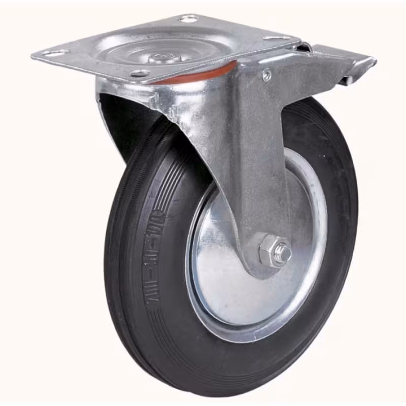 Колесо промышленное SCb 42 поворотное с тормозом (100x27мм, 70кг) с опорой