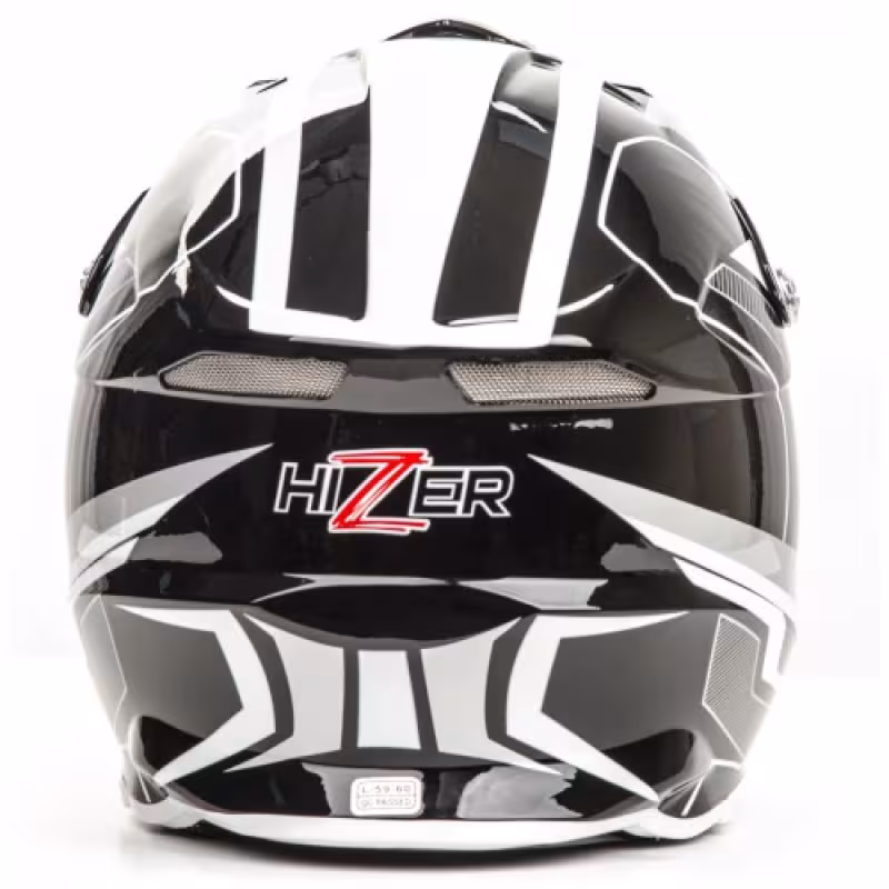 Мотошлем Hizer B6195, черный/белый, размер M