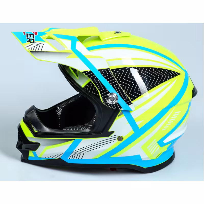 Мотошлем Hizer B6196, желтый/голубой, размер L