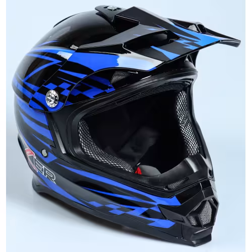 Мотошлем Hizer B6196, черный/голубой, размер S