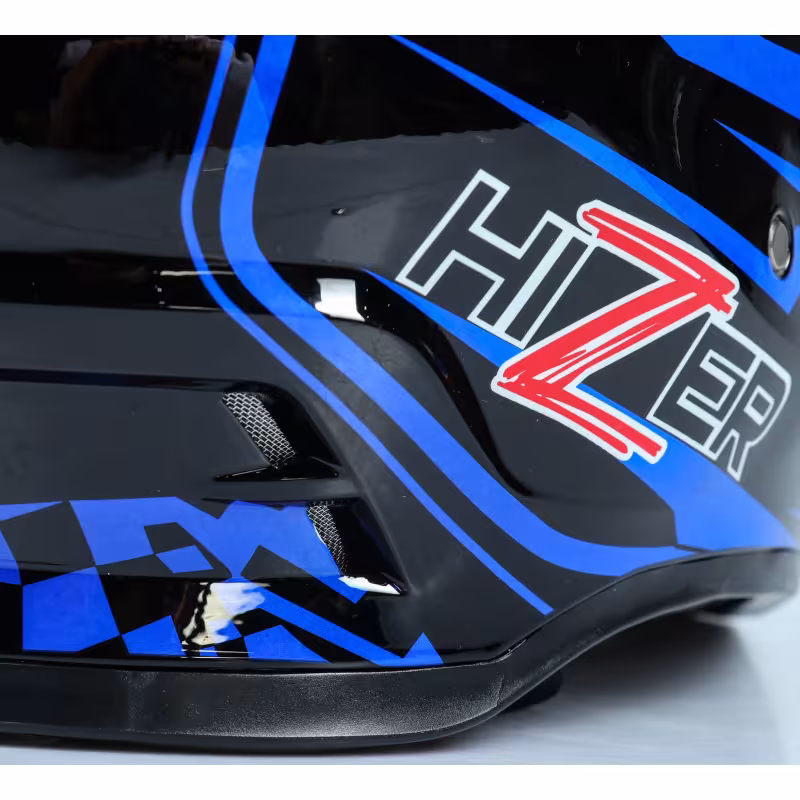 Мотошлем Hizer B6196, черный/голубой, размер S