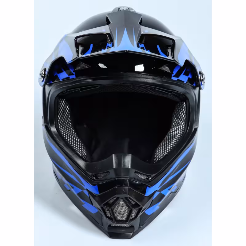 Мотошлем Hizer B6196, черный/голубой, размер M