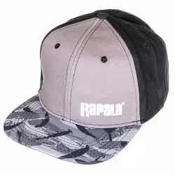 Кепка-бейсболка Rapala Lure Camo Flat Brim, полиэстер, серый/черный