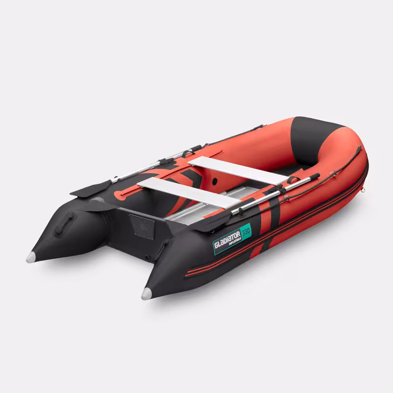 Надувная лодка ПВХ Gladiator Light B330AL, красный/черный