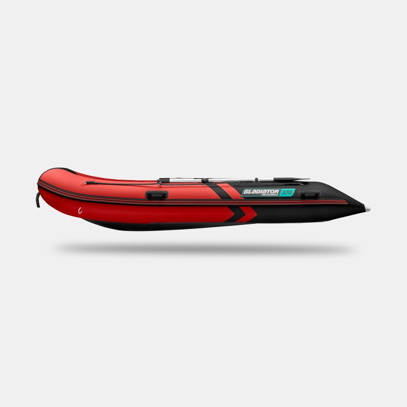 Надувная лодка ПВХ Gladiator B370AL, пайол алюминиевый, красный/черный