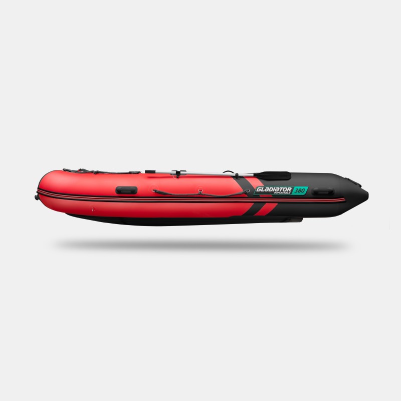 Надувная лодка ПВХ Gladiator E380LT, НДНД, красный/черный