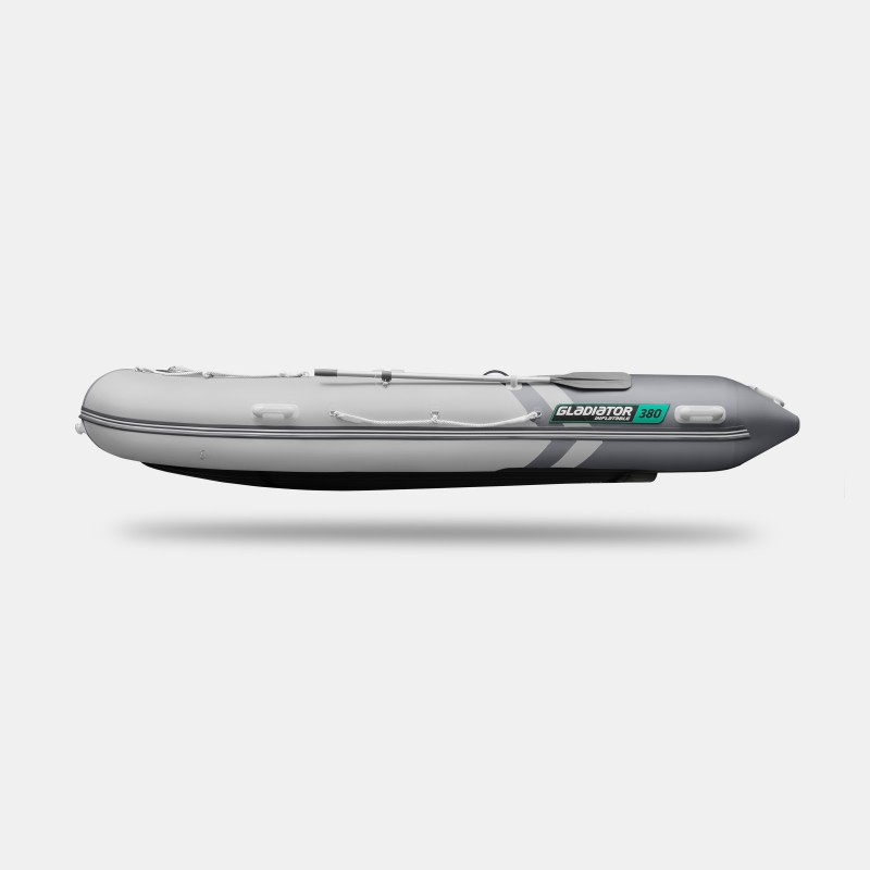Надувная лодка ПВХ Gladiator E380LT, НДНД, светло-серый/темно-серый