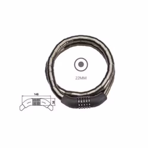 Замок противоуг. 22*1000 мм трос в пластике.кодовый , блистер GOLDEN KEY