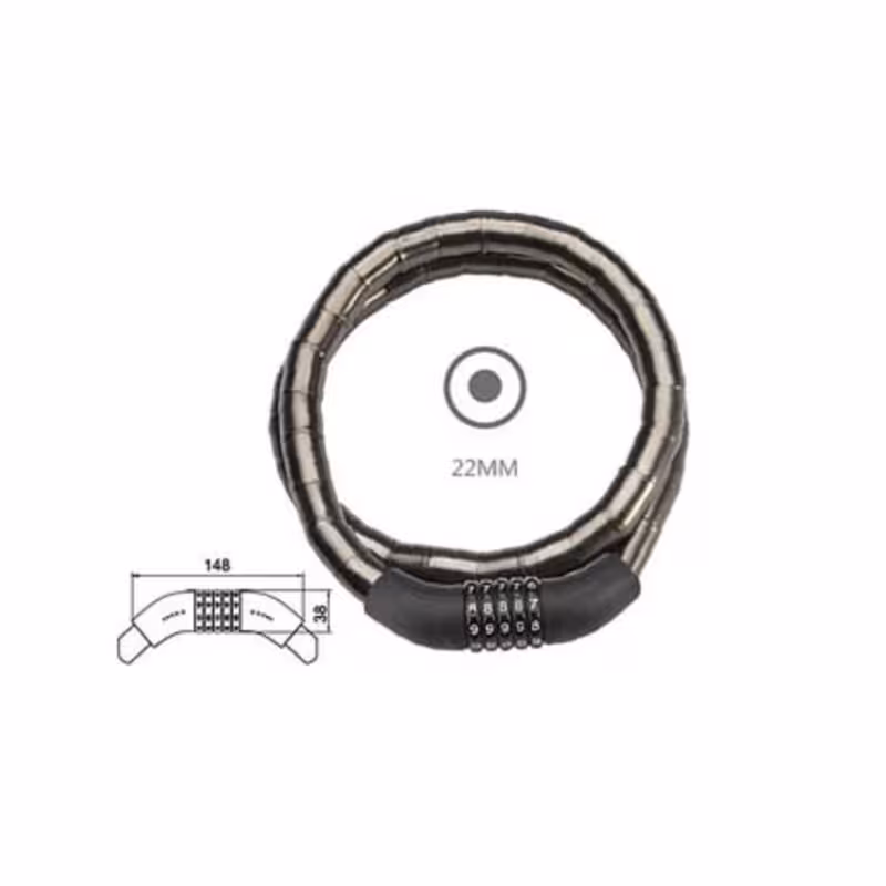 Замок противоуг. 22*1000 мм трос в пластике.кодовый , блистер GOLDEN KEY