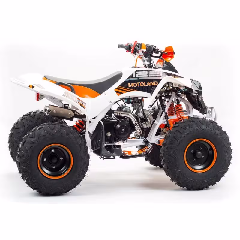 Квадроцикл детский Motoland Raptor 125, белый/желтый