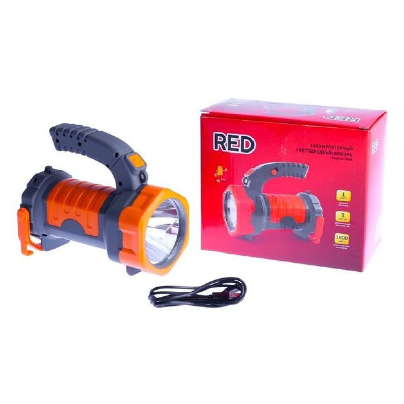 Фонарь светодиодный Red 5066, Li-lon 1800mAh, 2 режима, крюк
