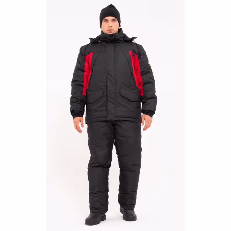 Костюм-поплавок мужской OneRus Фишер -45, ткань Таслан, черный/красный, размер 48-50 (M), 182-188 см