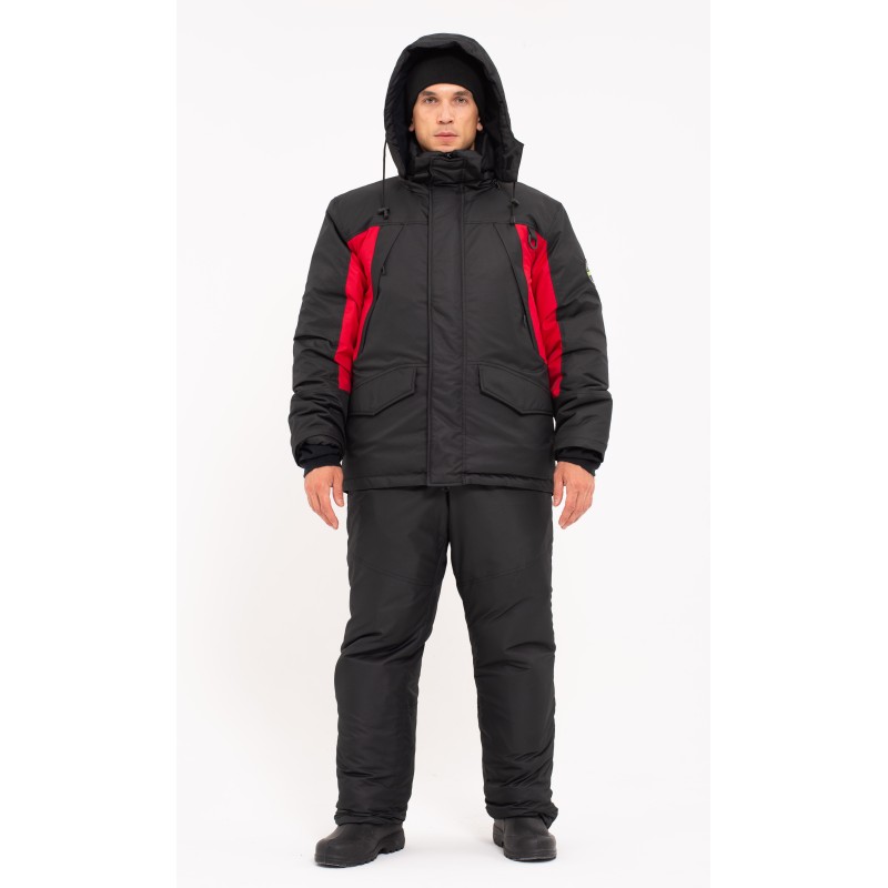 Костюм-поплавок мужской OneRus Фишер -45, ткань Таслан, черный/красный, размер 48-50 (M), 182-188 см